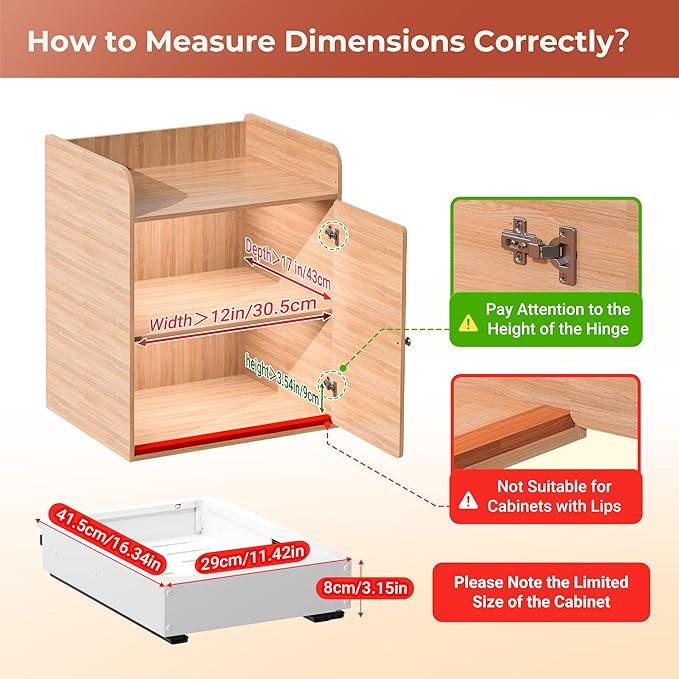 2Pack Pull Out Cabinet Organizer, Slide Out Drawer Expandable Width (12"-19") and Depth (17"-23") With 3 Slides, Fixed with Adhesive Film or Nail for Cabinets in Kitchen, Pantry or Bathroom