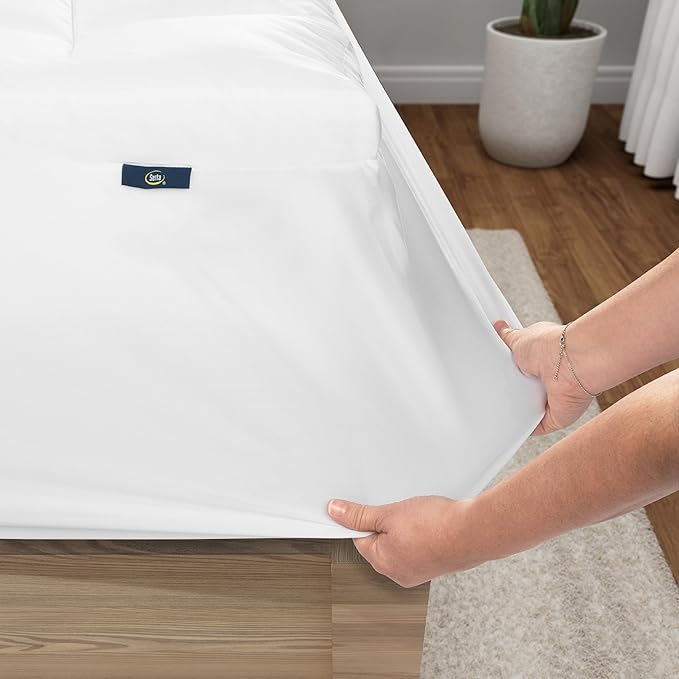 Serta Memory Flex Soft Twin Mattress Topper, 2" Pillow Top Mattress Pad, Cushioning Stain Resistant Mattress Protector with 15" Pocket for Secure Fit, Machine Washable, White