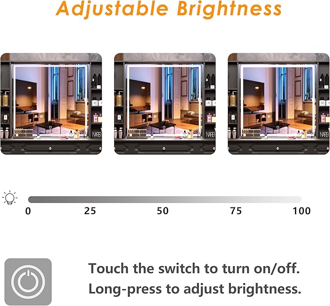 Makeup Vanity with 30" HD Lighted Mirror, 47" Large Vanity Desk with 9 Drawers & 10 Open Storage Shelves, Brightness Adjustable, Dressing Table for Bedroom, Women Girl (Black, B Panel)