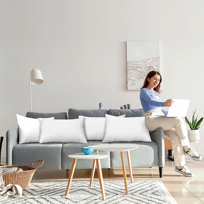 Utopia Bedding Throw Pillows (Set of 4, White), 16 x 26 Inches Pillows for Sofa, Bed and Couch Decorative Stuffer Pillow