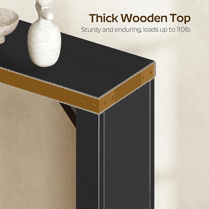 Console Table, 70.8" Long Behind Couch Sofa Table, Entryway Table, Farmhouse Console Table for Narrow Spaces, Hallway, Living Room, Black CT31BB