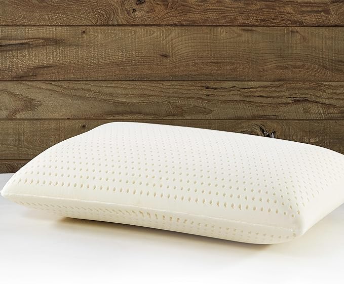 I AM Natural Talalay Latex Medium Support Bed Pillow for Sleeping, Removable and Breathable 100% Cotton Cover, Queen, White