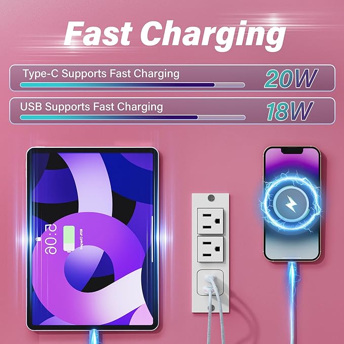 JUMMICO Makeup Vanity Desk with Mirror and Lights, L- Shaped Vanity, Modern Vanity Table with 5 Drawers & Adjustable Shelves, Power Outlet with Fast Charging, for Bedroom (Pink)