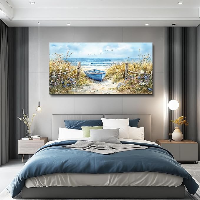 PHAOHUAXM Large Wall Decor Canvas Painting Wall Art For Bedroom Living Room Decoration Beach And Ocean Landscape Painting Printed picture artworks Room For office Room Bathroom Home Decor 30x60 In