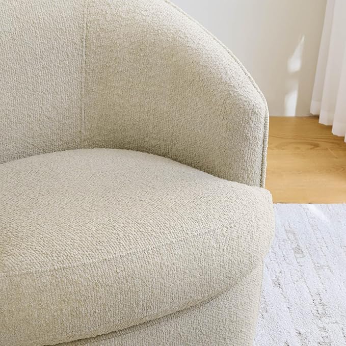 CHITA Swivel Barrel Chair, Modern Comfy FSC Certified Upholstered Faux Leather Accent Chair for Living Room, Fully Assembled, Oatmeal