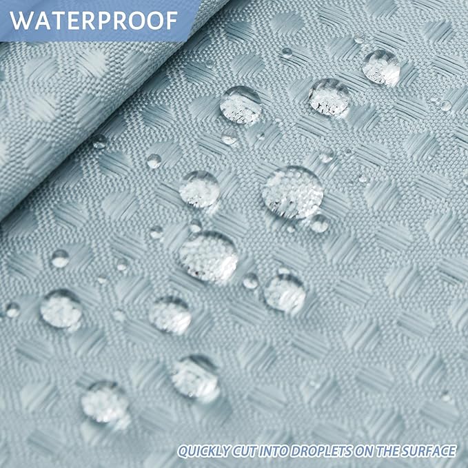 54x80 Shower Curtain for Small Bathrooms,No Hook Design Fits Low Ceiling,Waterproof Fabric with 80" Extra Long Magnetic Hem,Fog Blue Waffle Weave and Machine Washable Hotel Grade.