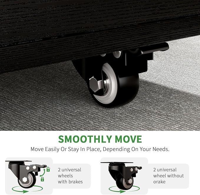 4 EVER WINNER Kitchen Island Cart with Storage, Kitchen Island with Spice Rack & Towel Rack & Open Shelves, Rolling Kitchen Cart with Storage Cabinet and Drawer, Island Table for Kitchen,Black