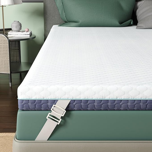 3 Inch Firm Mattress Topper King Size, Memory Foam Bed Topper with Soft & Firm Options for Back Pain Relief, Mattress Topper with 2-Sided Cover, Ergonomic 5-Zone Design, CertiPUR Certified