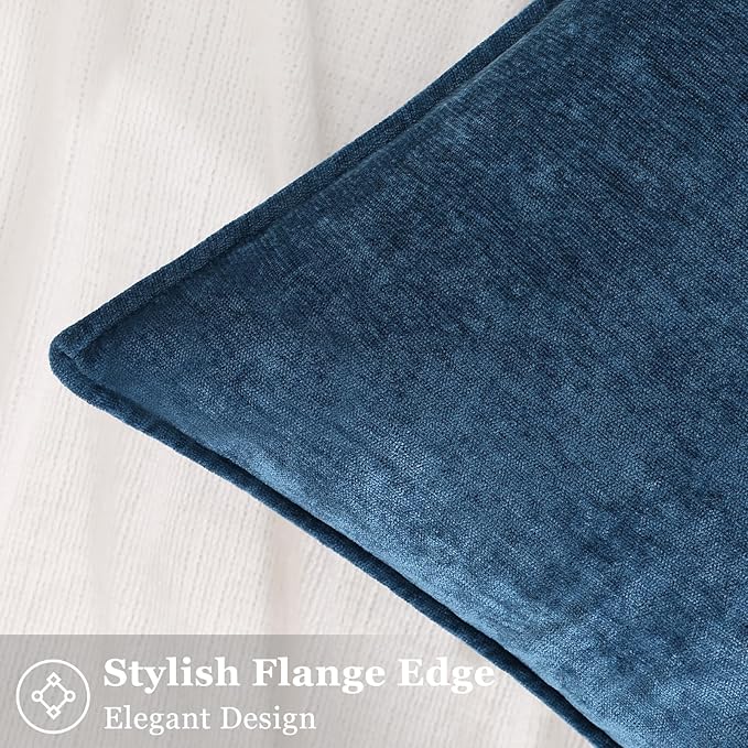 decorUhome Couch Throw Pillow Covers 20x20 Set of 2, Decorative Soft Euro Neutral Chenille Pillow Covers with Elegant Design for Sofa Bed Living Room Home Decor, Poseidon