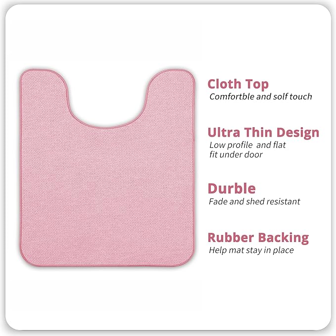 Toilet Rugs U Shaped Bathroom Rug,Machine Washable Non Slip Quick Dry Super Absorbent Ultra Thin Toilet Mats for Bathroom Toilet.Pink,1'8"x2'(20x24inch)