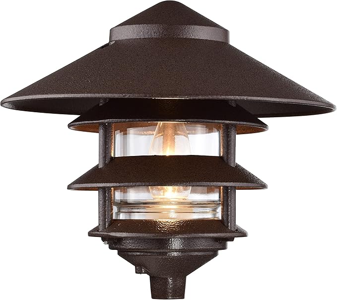 Nuvo SF76/637/04 Outdoor Pagoda Landscape Pathway Light, 3 Tier - Large Hood, Old Bronze (4 Pack)