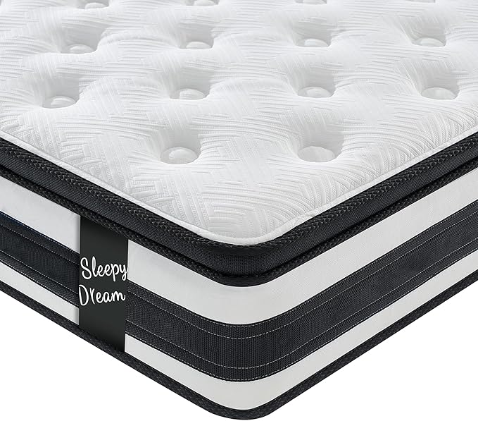 12 Inch Memory Foam Mattress,Queen Size Plush Hybrid Mattress,Cooling Knitted Cover & Pocket Spring,Breathable & Motion Isolating,Pressure Relief, Certified Foams Fabric,Bed in a Box,Tranquilo Core