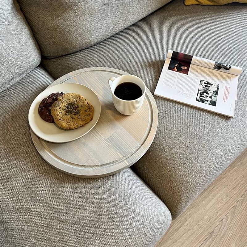 Sofa Tray – Wooden Foldable Sofa Tray Table For Seat Cushion, Perfect for Coffee & Remote Control, Solid Wood Sofa Tray Table, Solid Spruce Couch Table (ISTANBUL, Large 16")