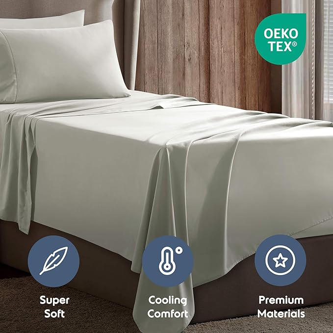 Nestl Twin Sheet Set - 1800 Ultra-Soft Microfiber Twin Bed Sheets - Double Brushed - Deep Pockets - Easy Fit - Extra Soft - 3 Piece Set - Bedding Sheets & Pillowcases (Twin, Off White)