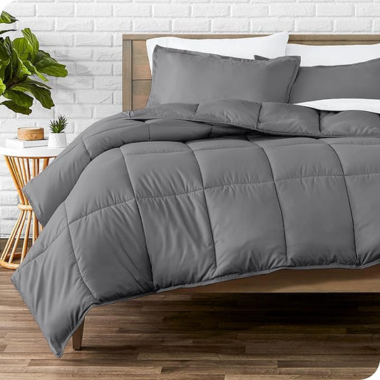 Bare Home Comforter Set - Oversized King Size - Ultra-Soft - Goose Down Alternative - Premium 1800 Series - All Season Warmth (Oversized King, Grey)