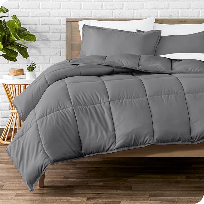 Bare Home Comforter Set - King/California King Size - Ultra-Soft - Goose Down Alternative - Premium 1800 Series - All Season Warmth (King/Cal King, Grey)