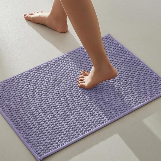 Bathroom Rugs Non Slip Washable, Super Absorbent Thin Bath Mat Small Quick Dry Low Pile Bathroom Rug, Lavender 16"x24"