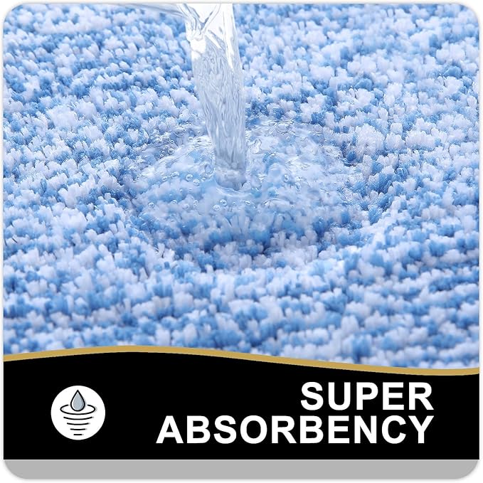 OLANLY Bathroom Rugs 47x20, Extra Soft and Absorbent Microfiber Bath Mat, Non-Slip, Machine Washable, Quick Dry Shaggy Bath Carpet, Suitable for Bathroom Floor, Tub, Shower (Runner, Blue)