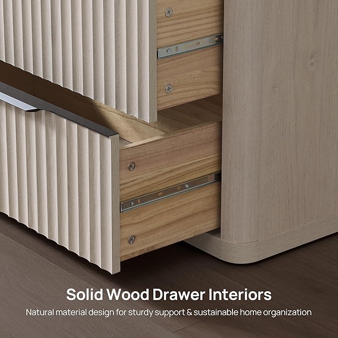 SICOTAS Dresser for Bedroom - Tall Dressers & Chests of Drawers with 5 Drawers Large Modern Dresser for Closet Fluted Wide TV Stand Clothes Closet Storage for Bedroom Hallway Entryway, White Alder