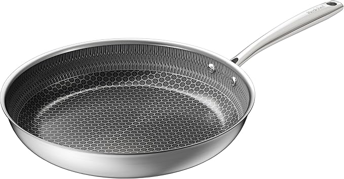 Redchef Non Stick Frying Pans, Hybrid Ceramic Frying Pan, Nonstick Skillet with Stay-Cool Handle, Non Toxic, PFAS PFOA & PTFE Free, Dishwasher & Oven Safe, Compatible All Cooktops (Black, 12 inch)