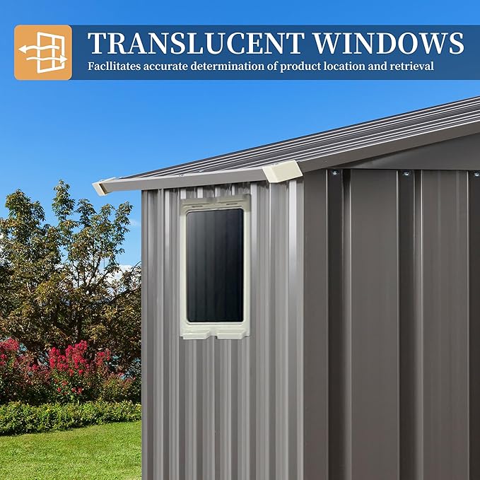 Vongrasig Outdoor Storage Shed, 6 x 4 FT Outside Metal Garden Shed with Large Window and Lockable Door, Waterproof Tool Shed for Backyard Patio, Lawn and Garden (Gray)