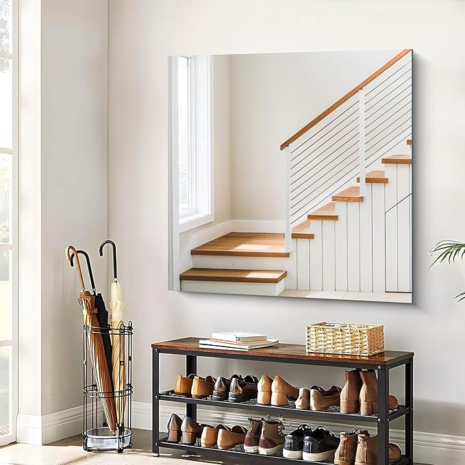 Frameless Mirror, 42x42 inch Square Bathroom Mirrors for Wall, Upgraded Shatterproof Vanity Mirror Over Sink with Polished Edge for Bathroom,Bedroom,Living Room and Entryway