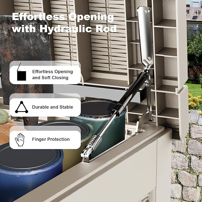 320 Gallon Outdoor Storage Box Waterproof, UV Resistant Resin Deck Box with Hydraulic Rod, Lockable Design and Enhanced Durability for Patio, Garden, and Poolside Use