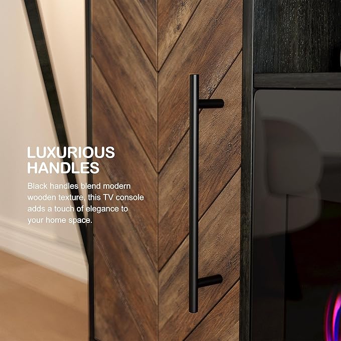 BELLEZE 68" TV Stand with 36" Electric Fireplace Heater, Entertainment Center with Storage Cabinet, Console Table for TVs up to 75" for Living Room, Bedroom - Harper (Black Ebony)