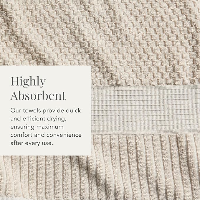 NY Loft 6-Piece Cotton Towel Set - Super Soft & Absorbent, Quick-Dry, Sand Color, OEKO-TEX Certified, Machine Washable