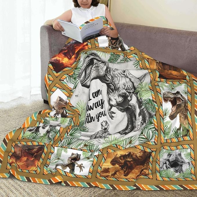 Wsradto Dinosaur Blanket Dino Throw Blanket Fleece Flannel Bedding Dinosaurs Gifts for Men Boys Lovers Adults Stuff Plush for Couch Sofa Bed Room Decor 60"X80"