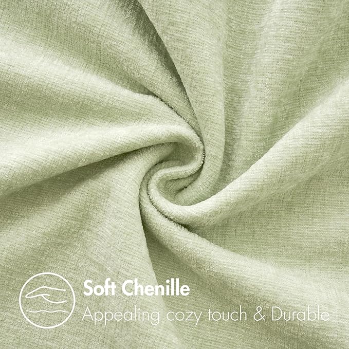 MIULEE Pack of 2 Spring Light Green Couch Throw Pillow Covers 18x18 Inch Soft Chenille Pillow Covers for Sofa Living Room Solid Dyed Pillow Cases