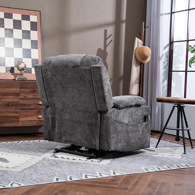 Big Man 400lbs Recliners with Extended Foot Rest and Armrest Storage, Oversized Power Lift Recliner Chair with Heat Massage and Cup Holders for Elderly