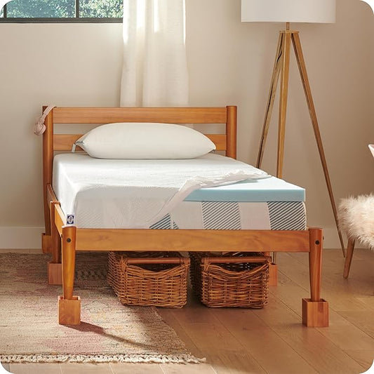 Sealy Dreamlife 2” Gel Memory Foam Twin Mattress Topper with Cooling Cover, SealyComfort Gel Foam, SealyCool Stretch Knit Cover with Corner Straps