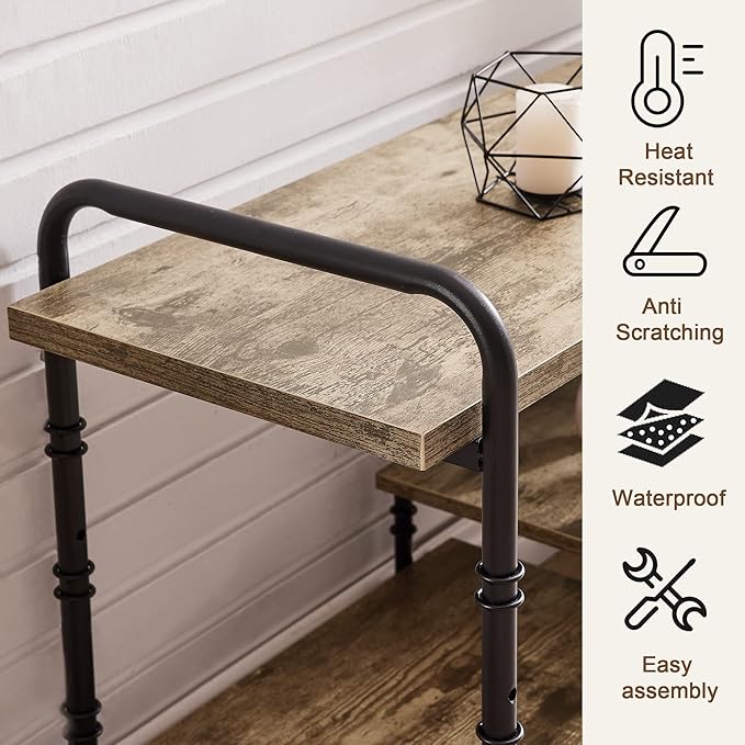 VECELO TV Stands for 55 Inch,Entertainment Center/Media Console Table with Adjustable Storage Shelves for Living Room/Bedroom,Grey