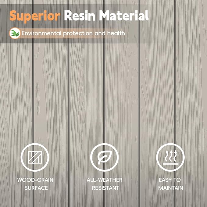 Outdoor Storage Box, 31 Gallon Waterproof Resin Deck Box, Storage Bin for Package Delivery, Patio Furniture Cushion, Garden Tools, Pool Accessories, Weatherproof and UV Resistant, Grey