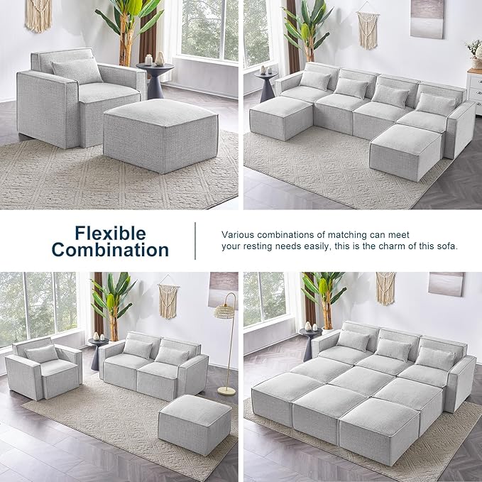 ELUCHANG Oversized Accent Chair,Modern Boucle Sofa Chair with Strong Wood Frame,High Supportive & Soft Sponges,Comfy Upholstered Armchair Reading Chairs for Apartment Small Spaces,Light Grey