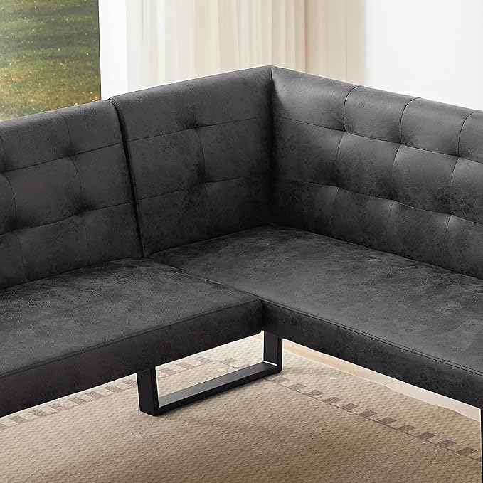 3 Piece Dining Table Set with Bench, 42.9 Inch Modern Kitchen Table with Right Seat Corner and 43.3 Inch Bench for Family Dining Room Furniture