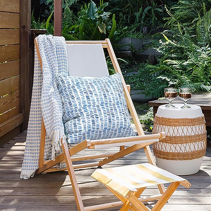 Outdoor Pillows for Patio Furniture 18x18 inch, Square Outdoor Throw Pillows with Inserts, Decorative Toss Pillows for Garden Couch Home Sofa Office Chair, Pack of 2, Pebble Blue