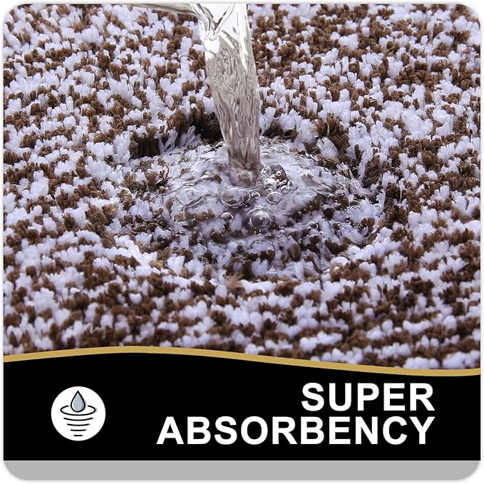 OLANLY Toilet Rugs U-Shaped 24x20, Extra Soft and Absorbent Microfiber Bathroom Rugs, Non-Slip, Machine Wash Dry, Plush Shaggy Contour Bath Mats for Toilet Base (Brown and White)