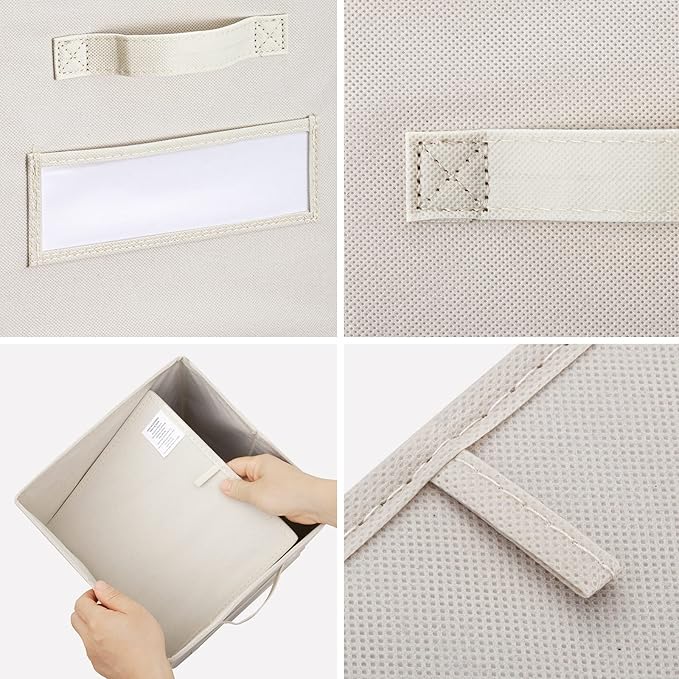 artsdi 11 Inch Storage Cube,Storage bin (Set of 10) Foldable Fabric Cube Storage Bins with 10 Labels Window Cards & a Pen,Baskets Containers for Shelves,Closet Organizers Box,cube storage,Beige