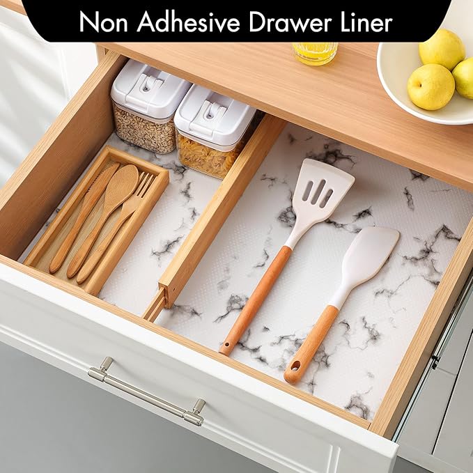 Cooyes Shelf Liner – Premium Non-Adhesive Cabinet and Drawer Liner for Kitchens – Waterproof Shelf Paper with Modern Pattern – Durable EVA Cabinet Mat – Easy to Cut