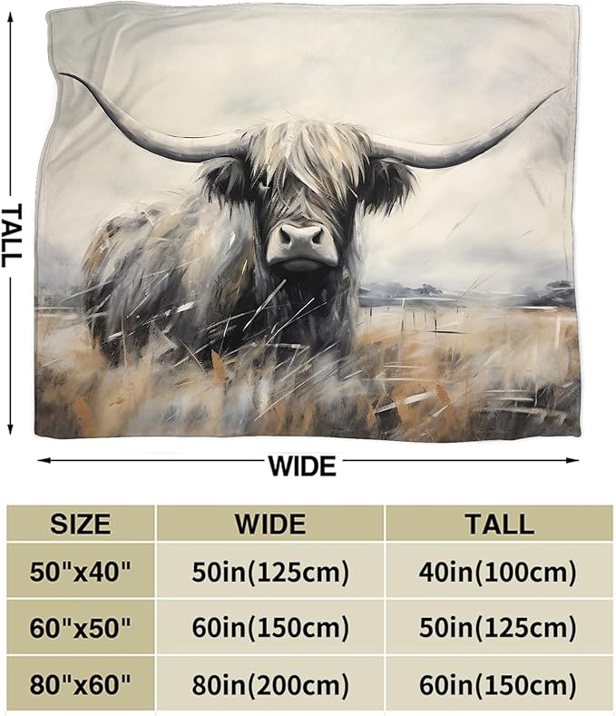 Highland Cow Blanket Farm Cow Throw Blanket Highland Cow Gifts and Decor Farm Animal Blanket for Women Men Girls Boys Soft Warm Cozy Fleece Blanket for Couch Sofa Bed 80"x60"