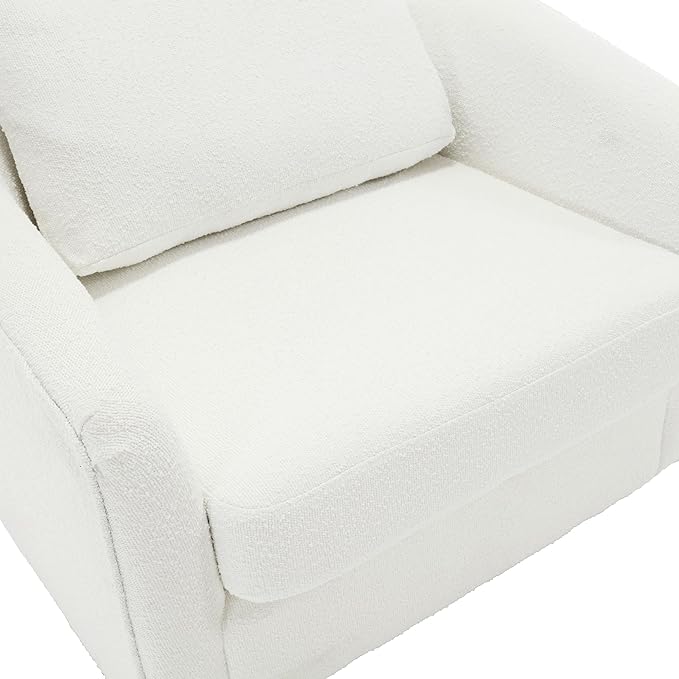 MINCETA Accent Chairs,Oversized 360 Swivel Armchair(Seat Area:25.6" D x 26.8" W),Modern Comfy Reading Chairs for Living Room with Metal Base,Sherpa Teddy in White