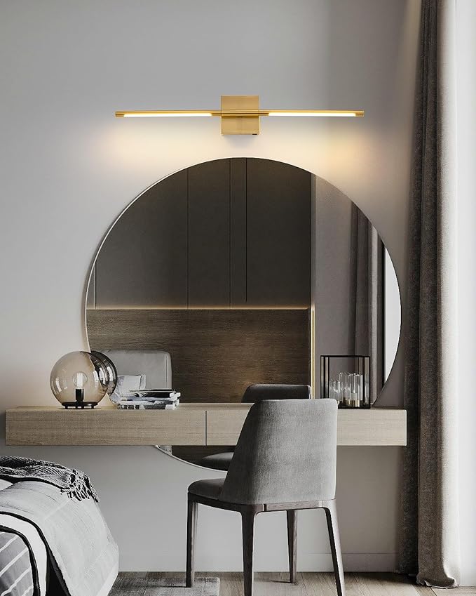 KDG Cordless Wall Sconces Set of 2, Wireless 7000mAh Rechargeable Battery Operated LED Wall Lamps with Remote, 360° Rotate Lightings for Wall Painting, Bedroom, Hallway, Night Light 23.6 inch (Gold)