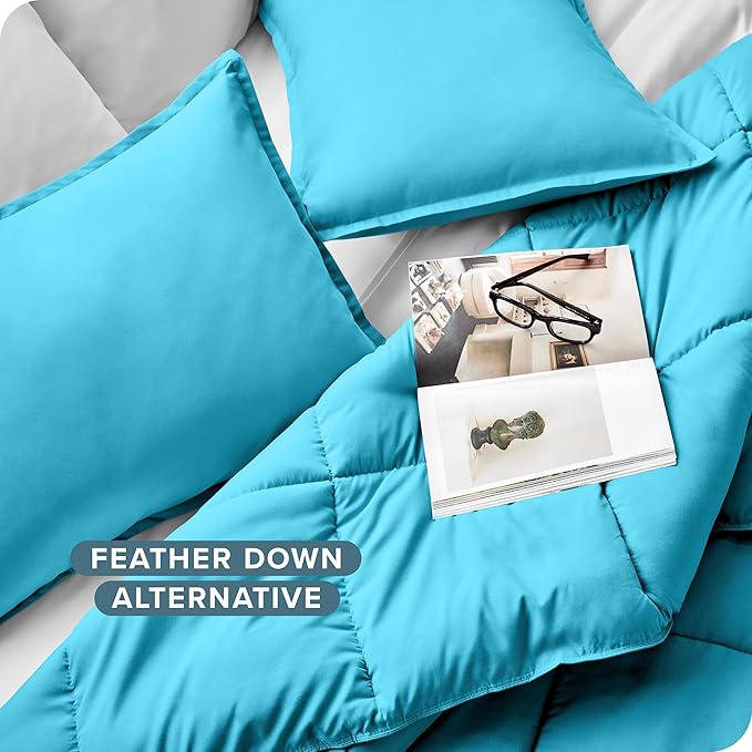 Bare Home Comforter Set - Twin/Twin Extra Long Size - Ultra-Soft - Goose Down Alternative - Premium 1800 Series - All Season Warmth (Twin/Twin XL, Aqua)