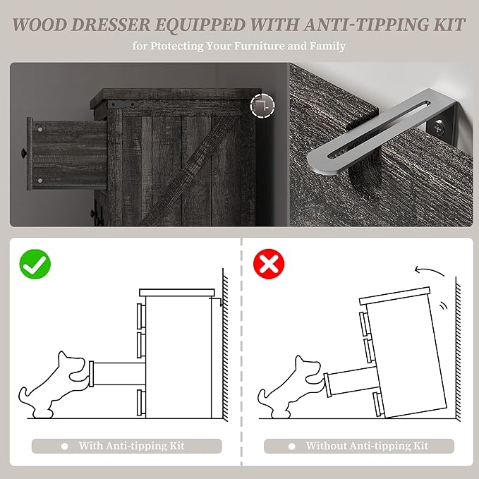 EnHomee 10 Drawer Dresser for Bedroom,55.11" W Wood Dressers and Chests of Drawers with Smooth Metal Rail,Large and Wide TV Stand Hallway,Dark Rustic Oak,14.9" D x 55.11" W x 35.6" H