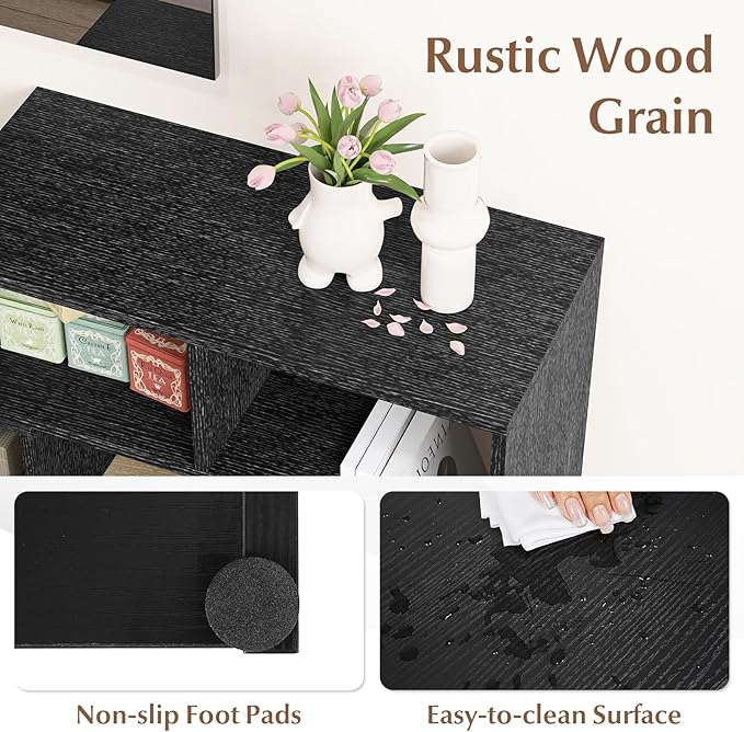 Giantex Free-Combination TV Stand for Bedroom - Entertainment Center for 50 55 60 65 Inch TV, 3-Piece Media Console Table with Storage Cubes, Deformable Open Storage Bookcase Shelf (Black Wood Grain)