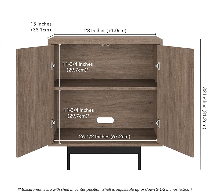 Henn&Hart 28" Wide Rectangular Accent Cabinet in Weathered Gray, for Home, Living Room, Bedroom, Entertainment Room, Office