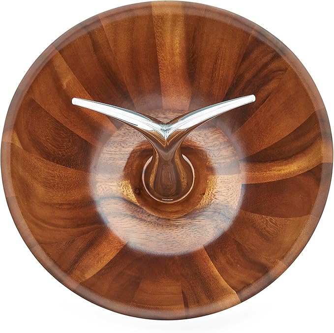 Nambe Fruit Tree Bowl – 12” Acacia Wood & Alloy Decorative Centerpiece, Modern Sculptural Fruit Display for Kitchen & Dining Table – Wide Stylish Tabletop Serveware for Home & Office