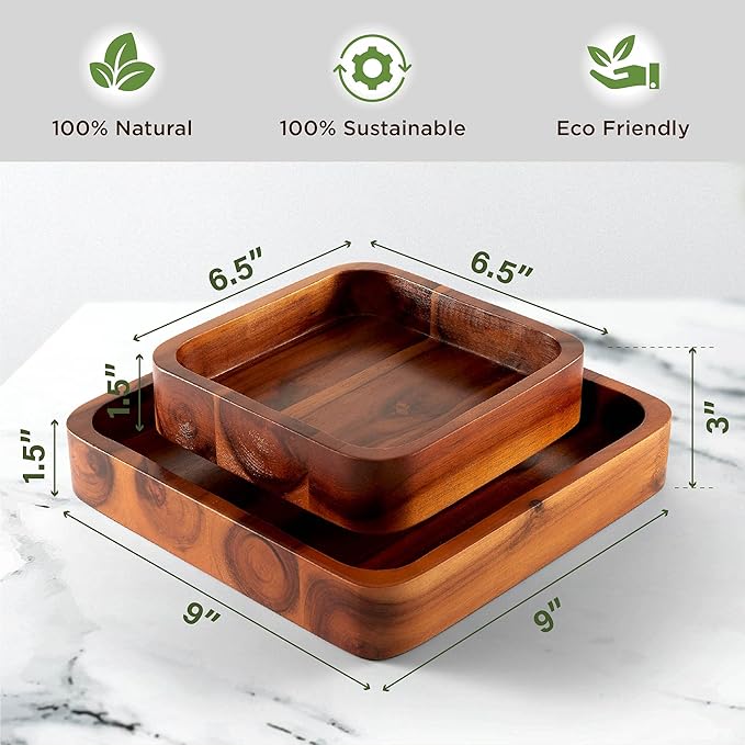 Wood Pistachio Snack Bowl with Shell Storage, Double Dish Holder Nut Bowl Pedestal for Sunflower Seed, Peanut, Cherries, Edamame (Brown)